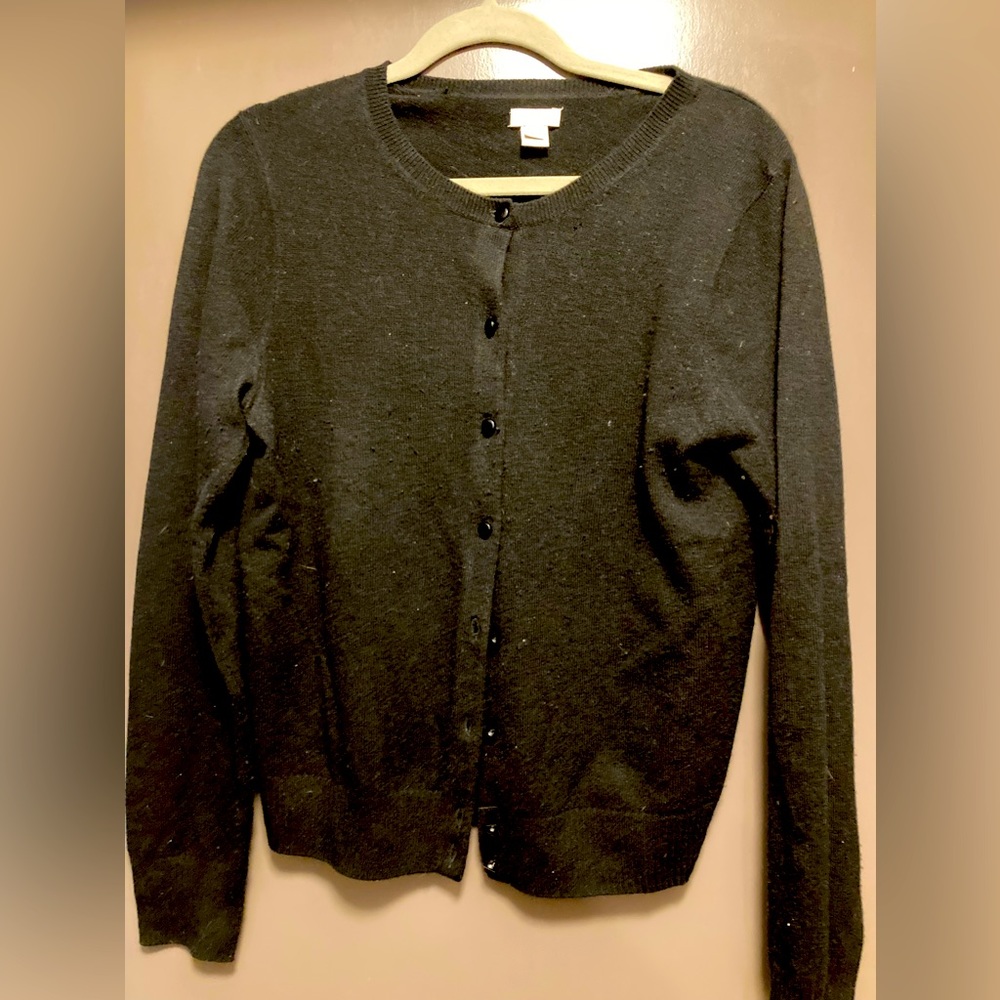 100% Cashmere cardigan, True Black, J Crew, Barely worn, size L